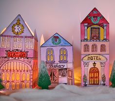 Building Glittered Putz Houses - Cardboard Christmas