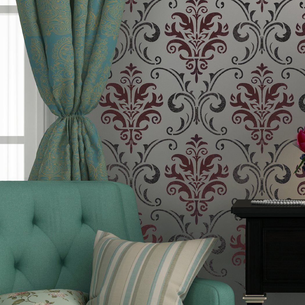 Damask wall stencil patterns