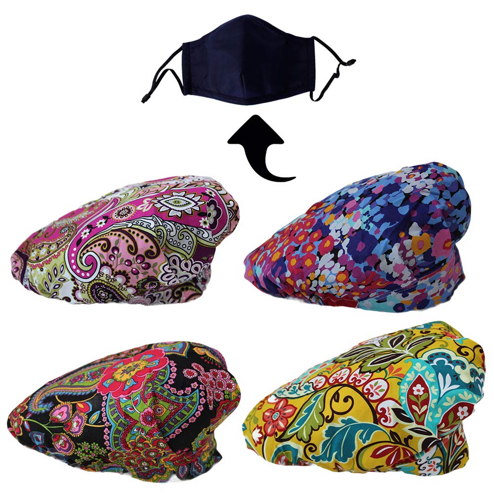 Ponytail bouffant scrub hat