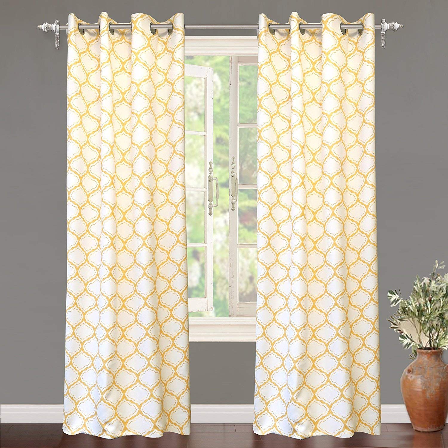 Yellow patterns curtains