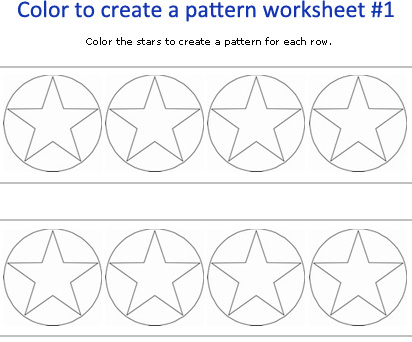 Repeating Pattern Worksheets (Shapes and Colours) - Repeating